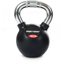 Sport-Thieme Kettlebell Gummiert mit gerändeltem Chrom-Griff Gewichtheben Unisex Schwarz