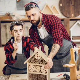 Relaxdays Insektenhotel Bausatz, Insektenhaus für Käfer, Wildbienen & Florfliegen, selber bauen, 33 x 24,5 x 7 cm, natur