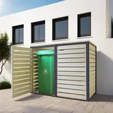 Mülltonnenverkleidung Holz 240L naturbelassen, Pfosten imprägniert in anthrazit vormontiert mit Rückwand Müllcontainer Mülltonnenschrank Mülltonne Hamburg (2 Tonnen Natur-anthrazit NA)