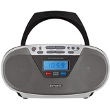 Aiwa BBTU-400SL: Tragbares CD-Radio mit Bluetooth und USB, Farbdisplay, RDS, FM PLL, Weckerfunktion, Farbe: Silber