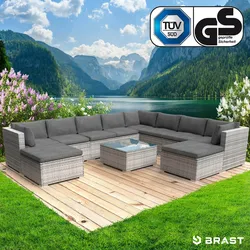 XXL Polyrattan Garten Lounge FREEDOM grau