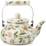 Teekessel Emaille Geschirr Kaffeekanne 2.4L Camping Wasserkessel für Induktio...