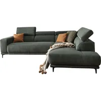 Ecksofa ALINA "Hikari" Sofas Gr. B/H/T: 276cm x 102cm x 210cm, Cord GCT, Ottomane rechts, ohne Sitzvorzug, grün (olivgrün gct 333) wahlweise mit Sitzvorzug, in modernem Cordstoff, Breite 276 cm