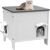 HiCaptain Katzenhaus Outdoor Winterfest Katzen Kunststoff verwildert Outdoor-Katzenhaus Welpenunterkunft für kleine Mittlere Haustiere Haustier-Laufgitter Abdeckung Weiß