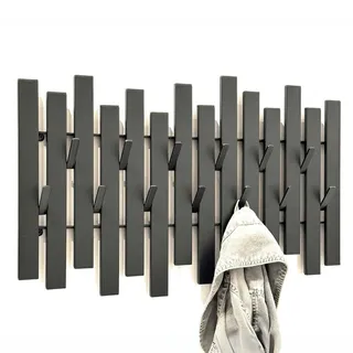 Dameco DanDiBo Wandgarderobe Schwarz Metall Modern 96637 Garderobe Wand mit Haken Garderobenleiste Hakenleiste Garderobenhaken