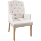 Invicta Interior Eleganter Armlehnen Stuhl Castle beige mit Chesterfield Steppung im Landhausstil Esszimmerstuhl Armlehnstuhl