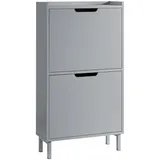 SoBuy Schuhkipper mit 2 Klappen Schuhschrank Grau, Metall, 50x91x19 cm, Garderobe, Schuhaufbewahrung,
