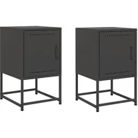 VidaXL Nachttische 2 Stk. Schwarz 36x39x60,5 cm Stahl