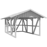 SKANHOLZ Skan Holz Carport Schwarzwald m. Dachschalung u. Rückwand 424 x 600 cm Weiß