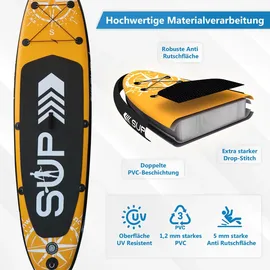 24move 24MOVE® Standup Paddle Board SUP, inkl. umfangreichem Zubehör, Paddel und Hochdruckpumpe, ORANGE, 366x80x15cm