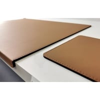 Profi Mats Schreibtischunterlage Gewinkelte Schreibtischunterlage und Mauspad Echt Leder 90 x 48 Beige