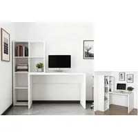 OTTO home Regal-Schreibtisch OTTO HOME "Triest, Computertisch mit Raumtrenner, Breite 156 cm", weiß (weiß, weiß, weiß), B:156cm H:146cm T:59cm, Tische, Regalelement flexibel montierbar, 6 Fächer, Tischbreite 120 cm