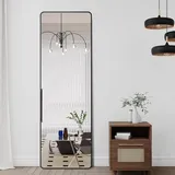 160x40cm Standspiegel Groß Ganzkörperspiegel mit Schwarzrahmen für Schlaf-, Wohn- und Badezimmer Spiegel, Schwarz