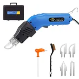 Komsepor 80W Styroporschneider Elektrische Heißmesser Schaumschneider mit 4 Nichrom Klingen 0-500°C Styrocutter 220-240V mit Kühlsystem Geeignet für Styropor (Blau-luftgekühlt-80w)