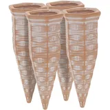 Relaxdays Tonkegel Bewässerung, 4er Set, Gießkegel für 1,5 l PET-Flaschen, für Zimmerpflanzen & Balkonkästen, terrakotta