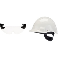 3M -V9C Clear Helm integrierte Brille & Peltor Schutzhelm G3000, G30NUW, Uvicator Sensor, ABS, mit Schweißband und Ratschensystem, belüftet, weiß, 1 Packung