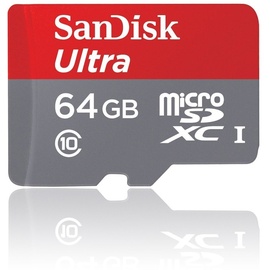 SanDisk microSDXC Ultra 64GB Class 10 80MB/s UHS-I + SD-Adapter (SDSQUNC-064G-GN6MA)