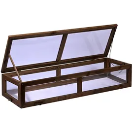 Dobar Frühbeet-Aufsatz für Hochbeet 117 cm x 40 cm x 22 cm Dunkelbraun
