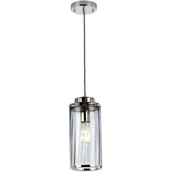 Reno 1-flammige Pendelleuchte - Poliertes Nickel, Rauchglas - RENO-P-SMOKE