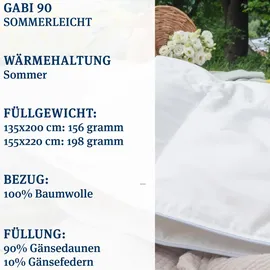 Paradies Daunendecke 135x200 cm Sommerdecke "Gabi 90" - Weiß