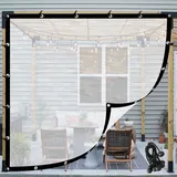 POCHY Planenvorhänge Draussen Seitenwand Transparente wasserdichte Plane mit Ösen Outdoor Vorhang für Pergola, Veranda, Pavillon, Seitenteile (Color : Transparent, Size : 2.5x1.8m)