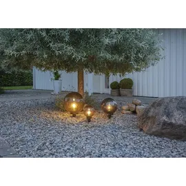 EGLO Außen-Kugelleuchte Monterollo Smoke mit Spieß Schwarz Ø 40 cm x 44 cm