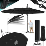 Kesser KESSER® Sonnenschirm Doppelsonnenschirm 4,6m x 2,7m Ampelschirm Abdeckung & Windsicherung mit Kurbel & Ständer Kurbelschirm Aluminium wasserabweisend Neigbar Kippbar 360° Drehbar