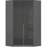 otto home Eckkleiderschrank OTTO HOME "Kleiderschrank Schrank Ankleidezimmer Schlafzimmer Garderobe AGORDO", grau (graumetallic, effektgrau hochglanz), B:117cm H:210cm T:117cm, Holzwerkstoff, Schränke, Eckkleiderschrank, voll ausgestattet mit großzügigem Stauraum,