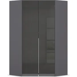 otto home Eckkleiderschrank OTTO HOME "Kleiderschrank Schrank Ankleidezimmer Schlafzimmer Garderobe AGORDO", grau (graumetallic, effektgrau hochglanz), B:117cm H:210cm T:117cm, Holzwerkstoff, Schränke, Eckkleiderschrank, voll ausgestattet mit großzügigem Stauraum,
