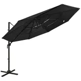 furnicato Sonnenschirm mit Aluminium-Mast 4-lagig Schwarz 3x3 m