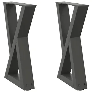 Helloshop26 - Set aus 2 modernen verstellbaren Couchtischbeinen 38 x 42-43,3 cm aus anthrazitfarbenem Stahl 02_0056988