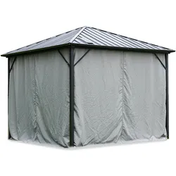 Home Deluxe GmbH HOME DELUXE - Vorhänge LED Solar Pavillon AZUR - Farbe Grau - 100% Polyester - UV Beständig