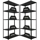 Proregal Mega Deal 2x Schraubregal Haldor HxBxT 180x90x40cm Fachlast 100 kg Schwarz