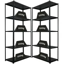 Proregal Mega Deal 2x Schraubregal Haldor HxBxT 180x90x40cm Fachlast 100 kg Schwarz