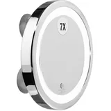 MACOM 211 Kosmetikspiegel Solar Sensation, hell beleuchtet zum Schminken, Vergrößerungsspiegel mit LED-Licht und Saugnäpfen, Silber
