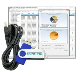 Software zur Verwaltung, Dokumentation der Messwerte. Funktion Import, Export. Download kostenloser Updates. Inkl. USB-Kabel.