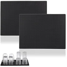 Relaxdays Barmatte 2er Set, mit Noppen, 40 x 30 cm, schwarz