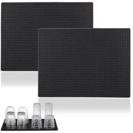 Relaxdays Barmatte 2er Set, mit Noppen, 40 x 30 cm, schwarz
