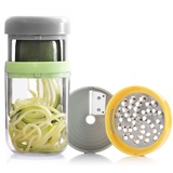 InnovaGoods - 3-in-1 Gemüsespiralschneider und Reibe, mit Rezepten, Multifunktional für Gemüse, Obst, Käse, Leicht zu reinigen, Weiß, Polypropylen Edelstahl AS ABS-Kunststoff