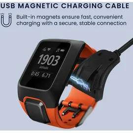 kwmobile Watch Ersatz-USB-Ladekabel für Adventurer Runner2 Spark3 3,3 Fuß Schwarz