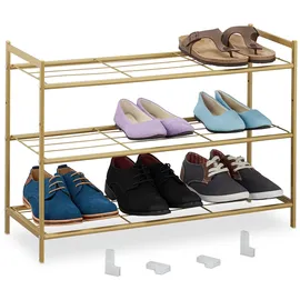 Relaxdays Schuhregal 70 x 50 x 26 cm offen / gold