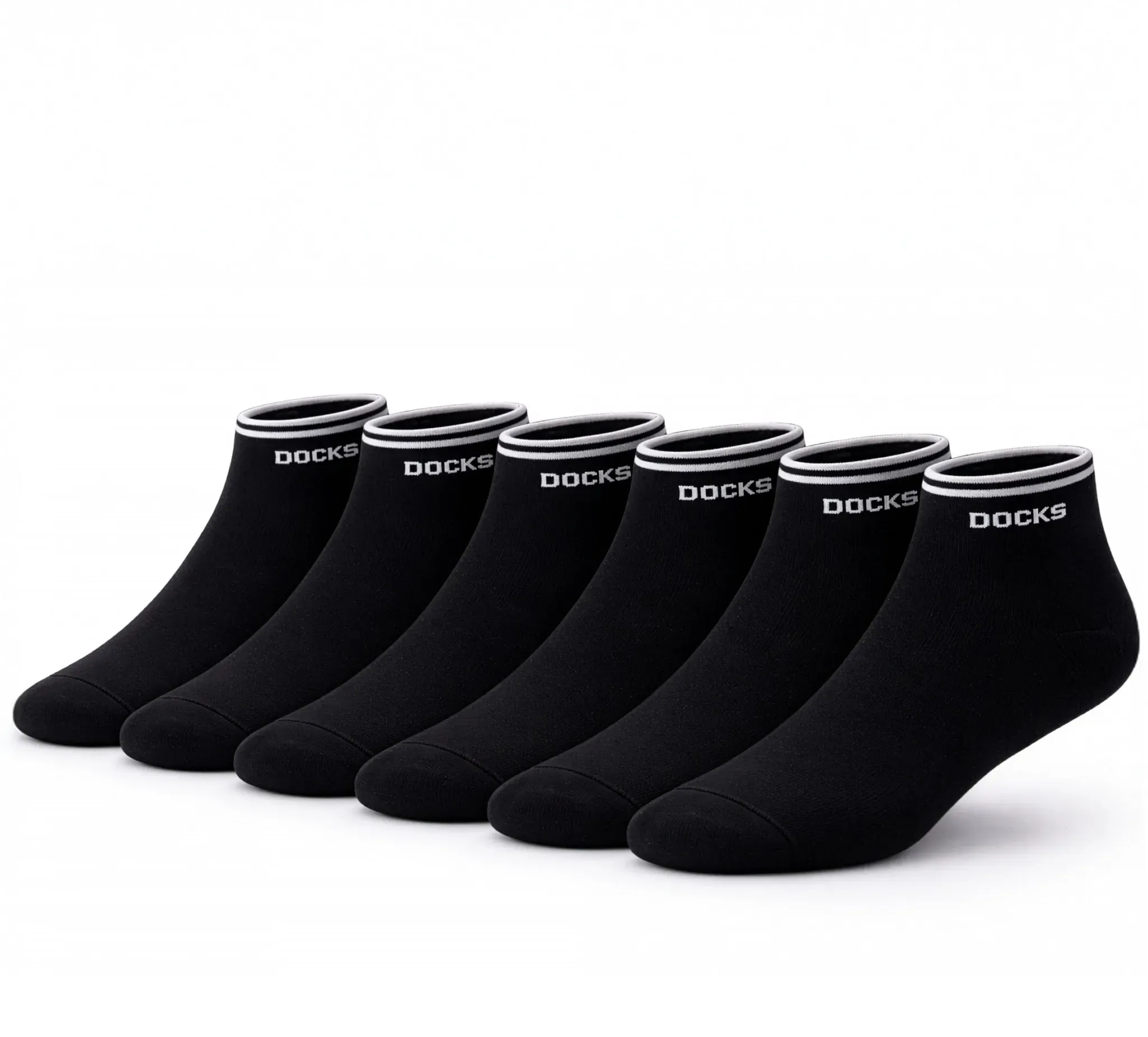 6er Pack DOCKS Sneaker Socken Baumwolle Atmungsaktive Damen&Herren schwarz 35-38