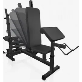 Gorilla Sports GORILLA SPORTS® Multifunktion Hantelbank - mit Hantelset 100kg, Hantelablage, Latzug, Dip-Station, Butterfly, Curlpult, Beincurler, Verstellbar, Schwarz/Weiß - Kraftstation, Trainingsbank