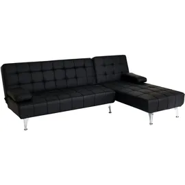 Mendler Schlafsofa HWC-K22, Couch Ecksofa Sofa, Liegefläche links/rechts Schlaffunktion 236cm ~ Kunstleder schwarz