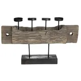 Macosa Home Adventskranz Advents-Kerzenständer aus massivem Holz 51 cm mit 4 Kerzen-Haltern, Metall Advents-Deko Tischdeko Design schwarz