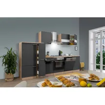 Respekta Küchenzeile ohne E-Geräte 310 cm Grau-Eiche Sägerau