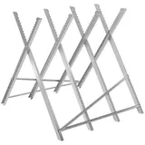COSTWAY Sägebock, 100 kg max. Belastbarkeit, mit Sägezähnen, tragbar, Stahl silberfarben