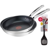 Tefal Pfannen-Set G48523 Induktion Pfannen, Edelstahl (Set, 3-tlg., 24 + 28 cm Pfanne + Ingenio Pfannenwender), Titanium Force Antihaftversiegelung, Cool Touch Edelstahlgriffe