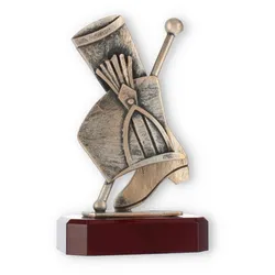 Pokal Zamakfigur Majorette altgold auf mahagonifarbenen Holzsockel 21,0cm