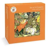 Brambly Hecken-Untersetzer, Brombeerpflücken-Druck, 4 Stück, Unterseite aus Kork